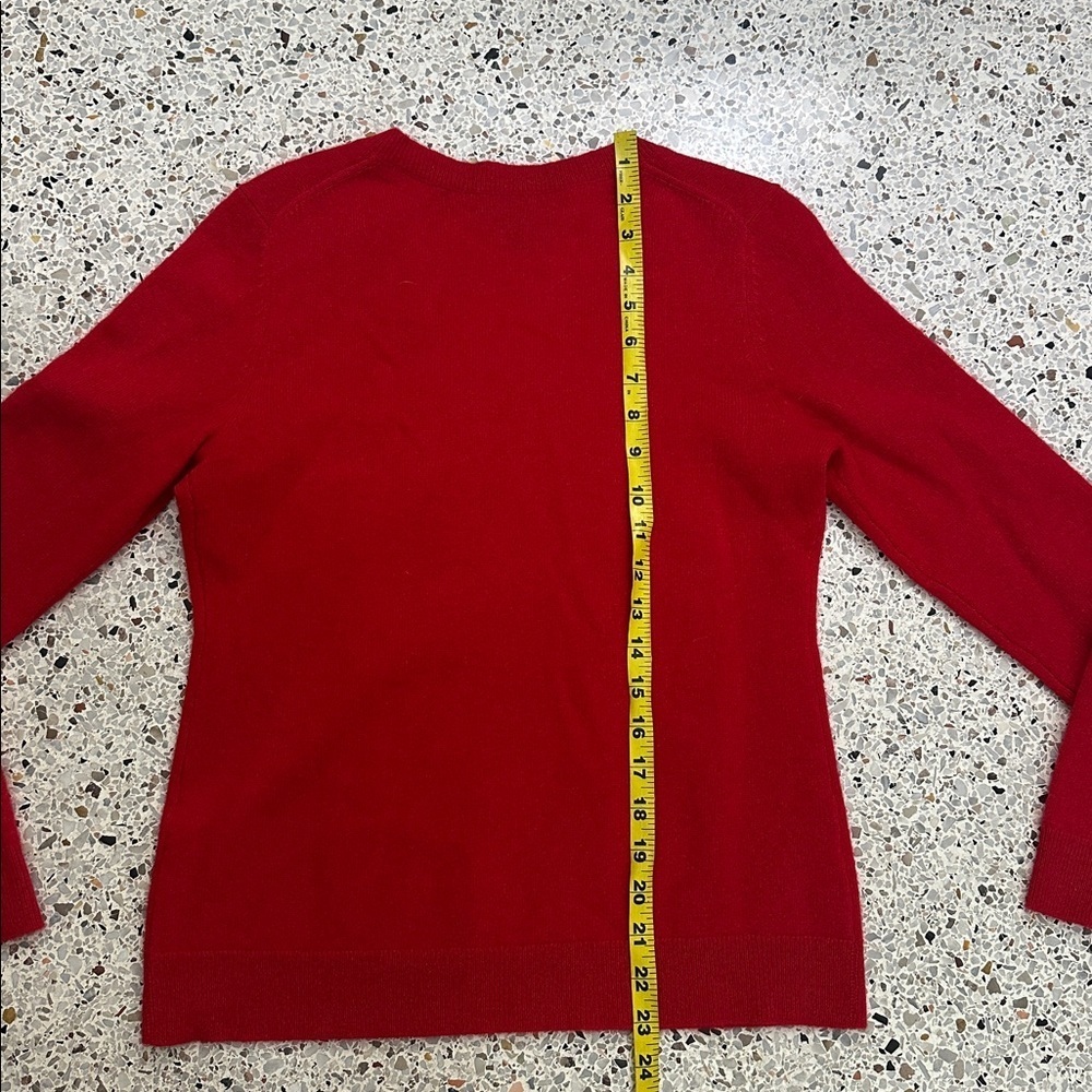 100% cashmere charter club luxury red v neck sweater small s bridal - Picture 5 of 5